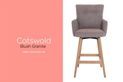 Cotswold Fabric Bar Counter Stool in Blush Granite (Pair)