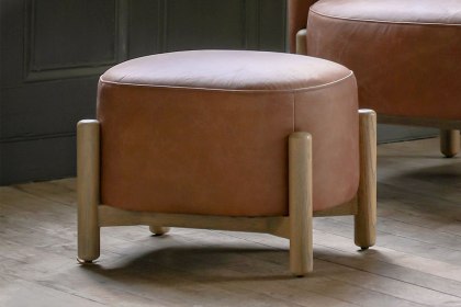 Gallery Direct Tindon Footstool in Vintage Brown Leather Gallery Direct Tindon Footstool in Vintage Brown Leather