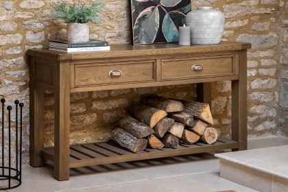 Gallery Direct Hardwick Smoked Oak 2 Drawer Console Table Gallery Direct Hardwick Smoked Oak 2 Drawer Console Table