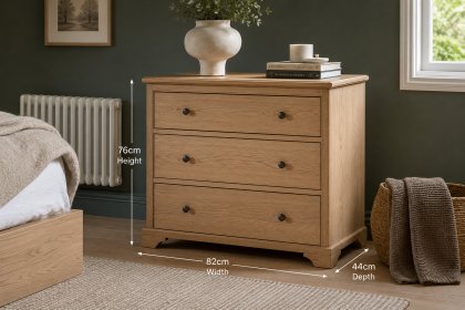 Gallery Direct Malvern Natural Oak 3 Drawer Chest of Drawers
