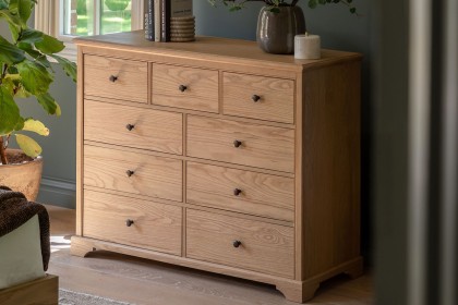 Gallery Direct Malvern Natural Oak 9 Drawer Chest of Drawers