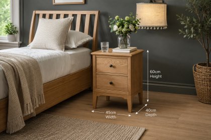 Gallery Direct Malvern Natural Oak 2 Drawer Bedside Table