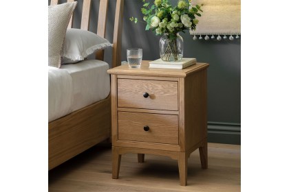 Gallery Direct Malvern Natural Oak 2 Drawer Bedside Table