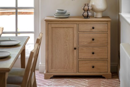 Gallery Direct Malvern Natural Oak 1 Door 4 Drawer Sideboard