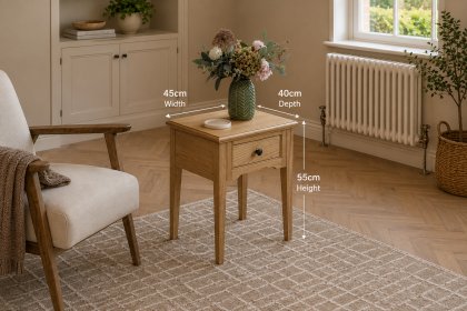 Gallery Direct Malvern Natural Oak 1 Drawer Side Table