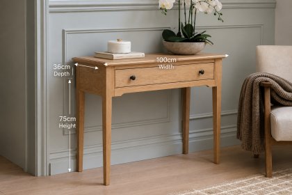 Gallery Direct Malvern Natural Oak 1 Drawer Console Table