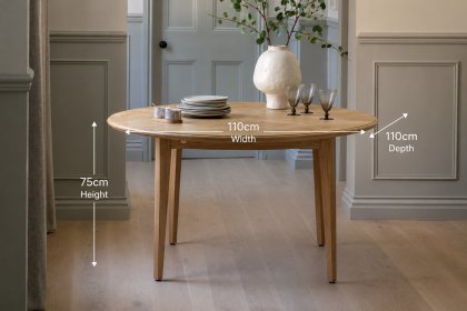 Gallery Direct Malvern Natural Oak Round Extending 100-155cm Dining Table
