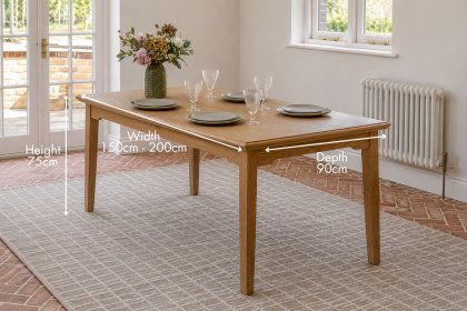 Gallery Direct Malvern Natural Oak Extending 150-200cm Dining Table