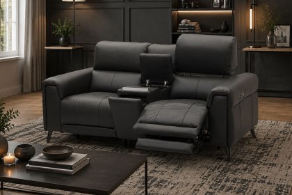 Lumea Tech Smart 2 Seater Recliner Sofa with Power Headrest, Heat Function & Tech Console