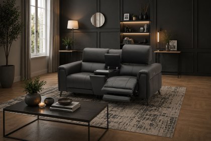 Lumea Tech Smart 2 Seater Recliner Sofa with Power Headrest, Heat Function & Tech Console