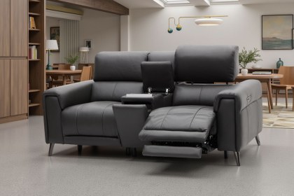 Lumea Tech 2 Seater Recliner Sofa with Power Headrest, Heat Function & Tech Console