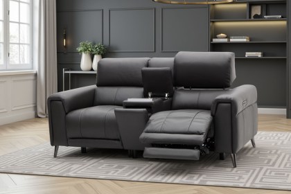 Lumea Tech 2 Seater Recliner Sofa with Power Headrest, Heat Function & Tech Console