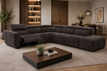 Monaco 6 Seater Corner Sofa with Power Recliner and Headrest