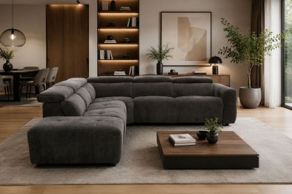 Monaco 6 Seater Corner Sofa with Power Recliner and Headrest