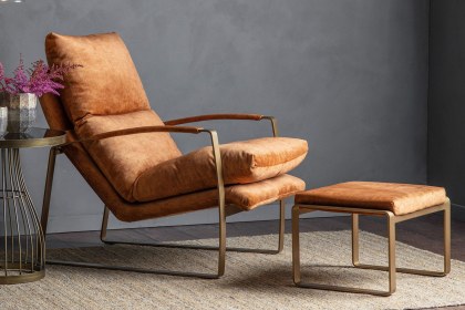 Gallery Direct Fabien Footstool in Ochre Soft Fabric