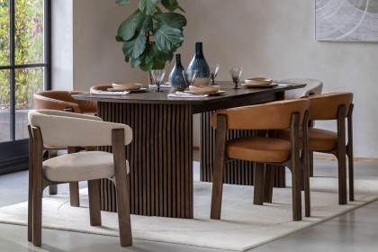 Gallery Direct Onda Walnut Dining Chair in Natural Fabric