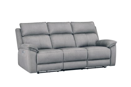 Blaine 3 Seater Electric Recliner Sofa in Greige Fabric