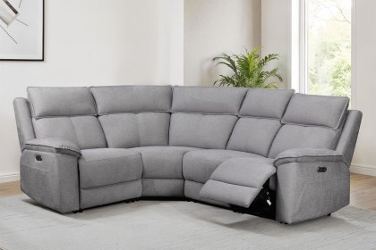 Blaine 4 Seater Electric Recliner Corner Sofa in Greige Fabric
