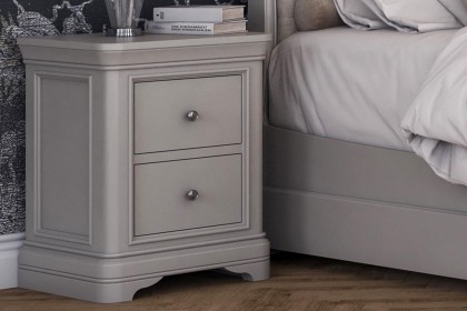 Mabel Wooden Bedside Table in Painted Taupe Finish Mabel Wooden Bedside Table in Painted Taupe Finish