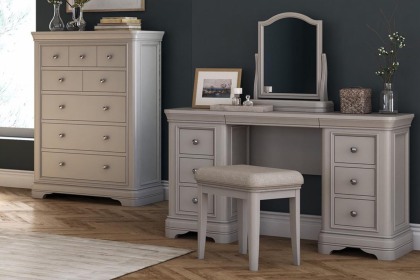 Mabel Wooden Dressing Table Stool in Painted Taupe Finish