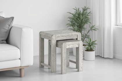 Amsterdam Washed Grey Oak Nest of Tables