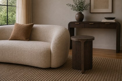 California Dark Oak Round Side Table