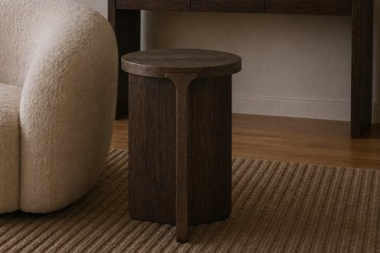 California Dark Oak Round Side Table
