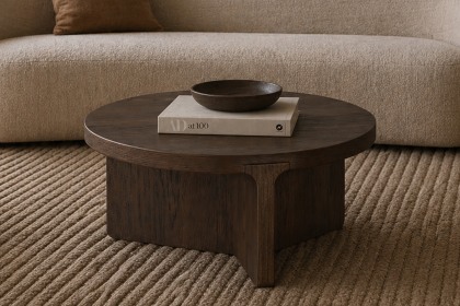 California Dark Oak Round Coffee Table