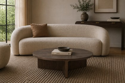 California Dark Oak Large Round Coffee Table