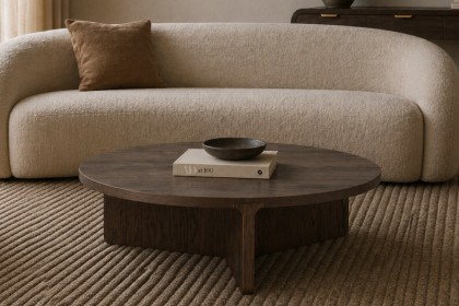California Dark Oak Large Round Coffee Table