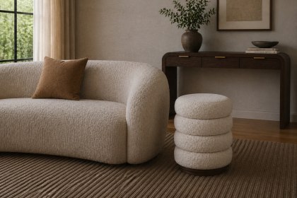 California Dark Oak Upholstered Footstool