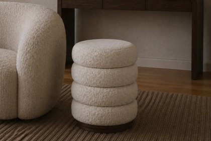California Dark Oak Upholstered Footstool