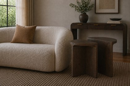 California Dark Oak Half Moon Nest of Tables