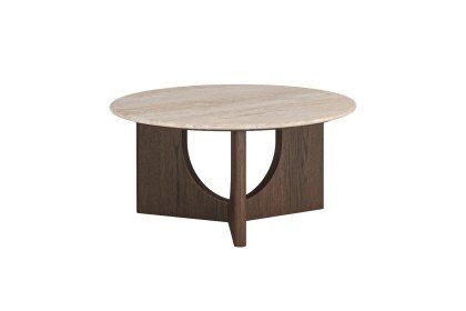 California Dark Oak Coffee Table with Travertine Top