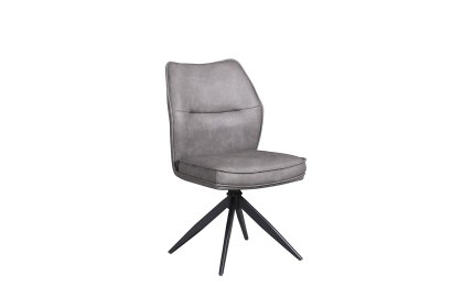 Deigo 180° Swivel Dining Chair in Charcoal PU Leather