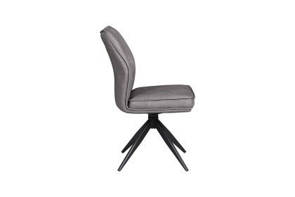 Deigo 180° Swivel Dining Chair in Charcoal PU Leather
