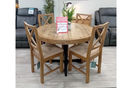 Ex-Display St Austell - Nixon Reclaimed Wood Round Dining Table + 4 Chairs