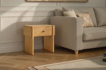 Como Oak Side Lamp Table with Drawer