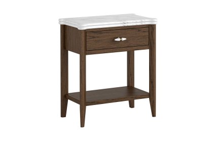 Florence Walnut Stained Oak Side Table with Marble Top