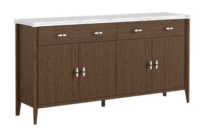 Florence Walnut Stained Oak Large 160cm Sideboard with Marble Top