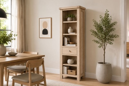 Normandy White Wash Slim Bookcase