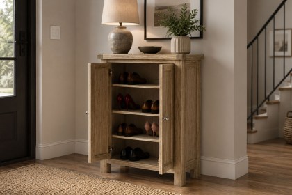 Normandy White Wash Shoe Storage Cabinet