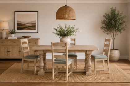 Normandy White Wash Small Ext 140-185cm Trestle Dining Table