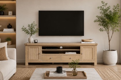 Normandy White Wash 218cm Large TV Media Unit