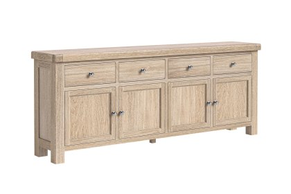 Normandy White Wash 4 Door 4 Drawer Large Sideboard
