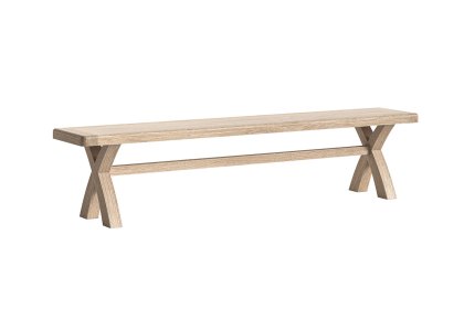 Normandy White Wash Cross Leg Diining Bench