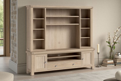 Normandy White Wash Extra Large TV Storage Combination Unit (Top + Base)