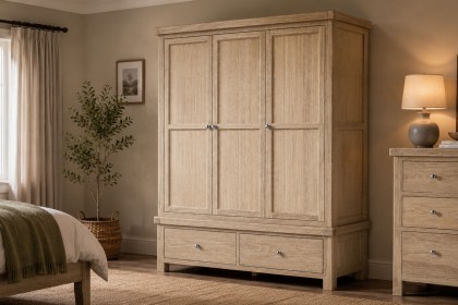 Normandy White Wash Triple Wardrobe