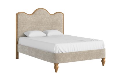Verona Oak Oatmeal Upholstered Bed Frame