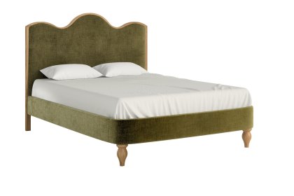 Verona Oak Olive Green Upholstered Bed Frame